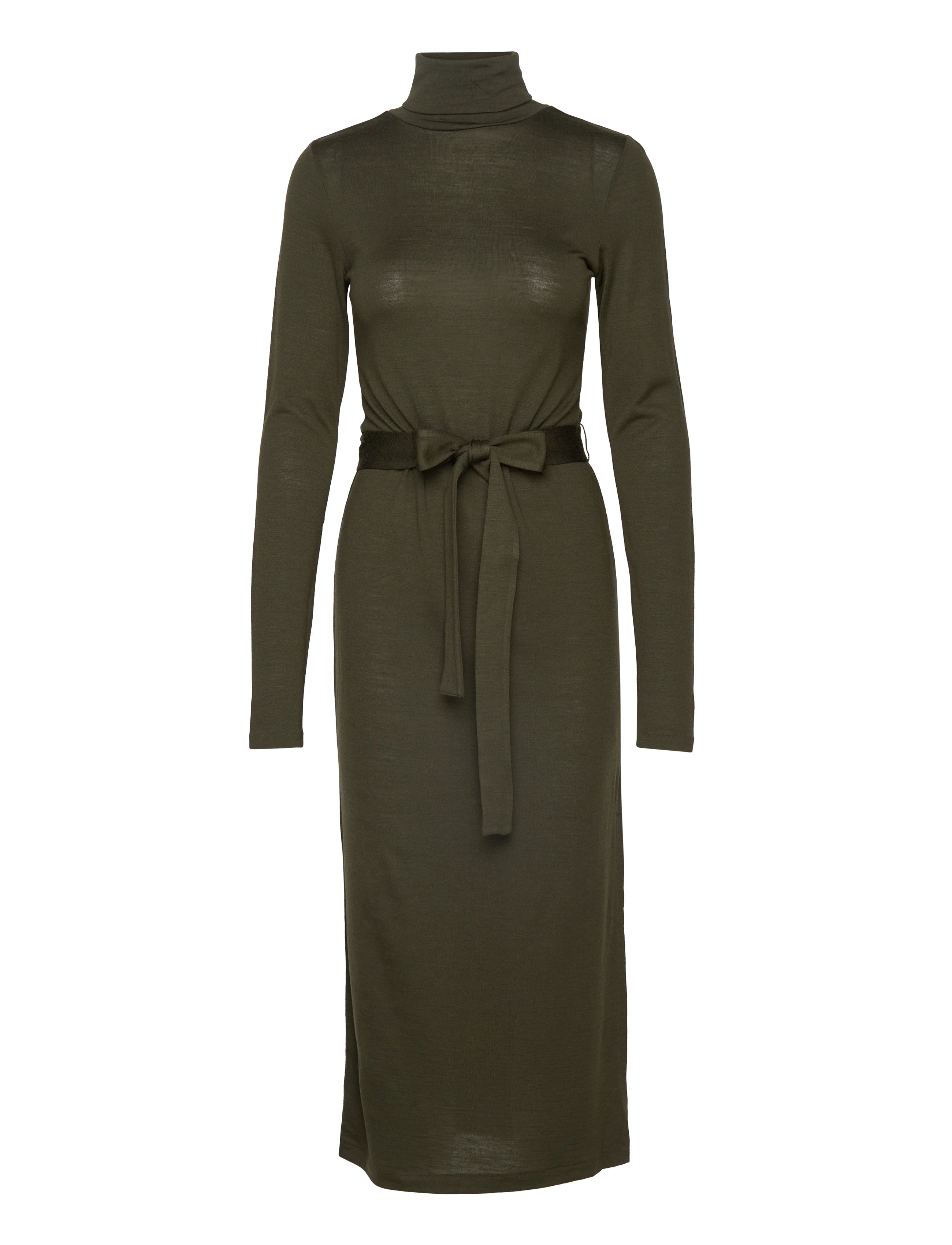 self portrait green rhinestone mesh midi dress Ruched Jersey Dress with Draped Neck in Green main image 1