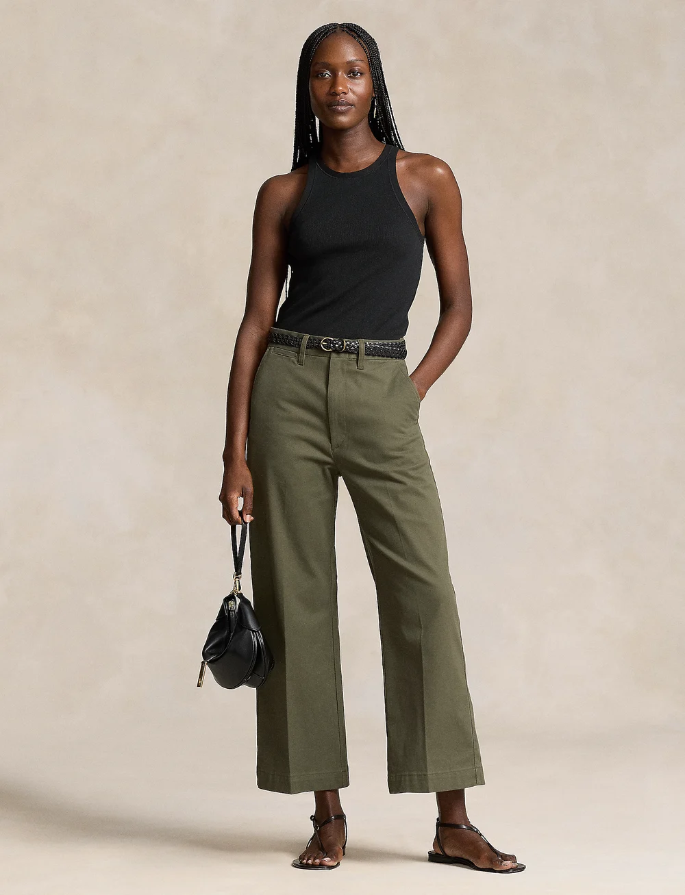 パンツ POLO RALPH LAUREN Woman Pants Kaki 211873988 001 Polo Ralph Lauren Chino Wide-leg Pant (PRW211873988