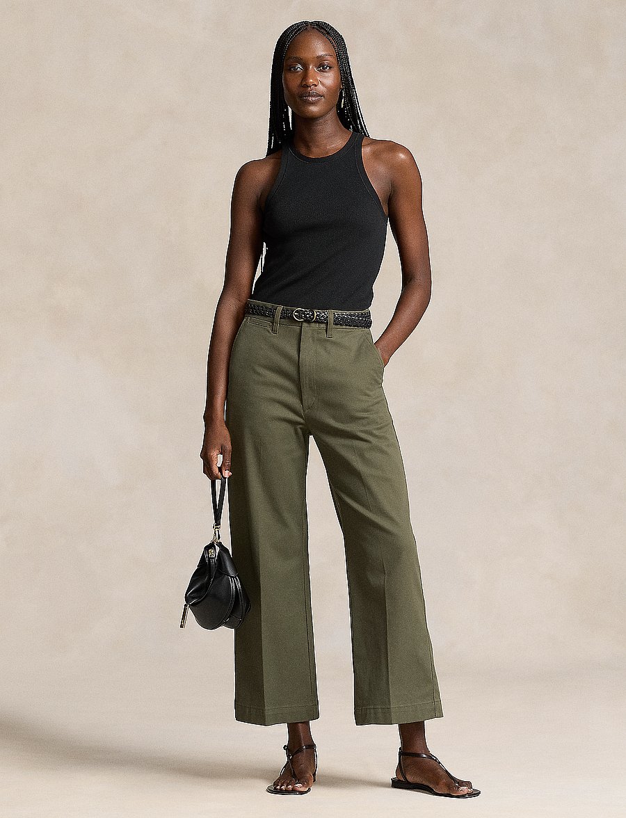 Polo Ralph Lauren - Chino Wide-Leg Pant - hosen mit weitem bein - outdoors olive - 0