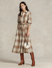 Polo Ralph Lauren - Plaid Belted Wool Dress - marškinių tipo suknelės - 1314 brown ombre - 2