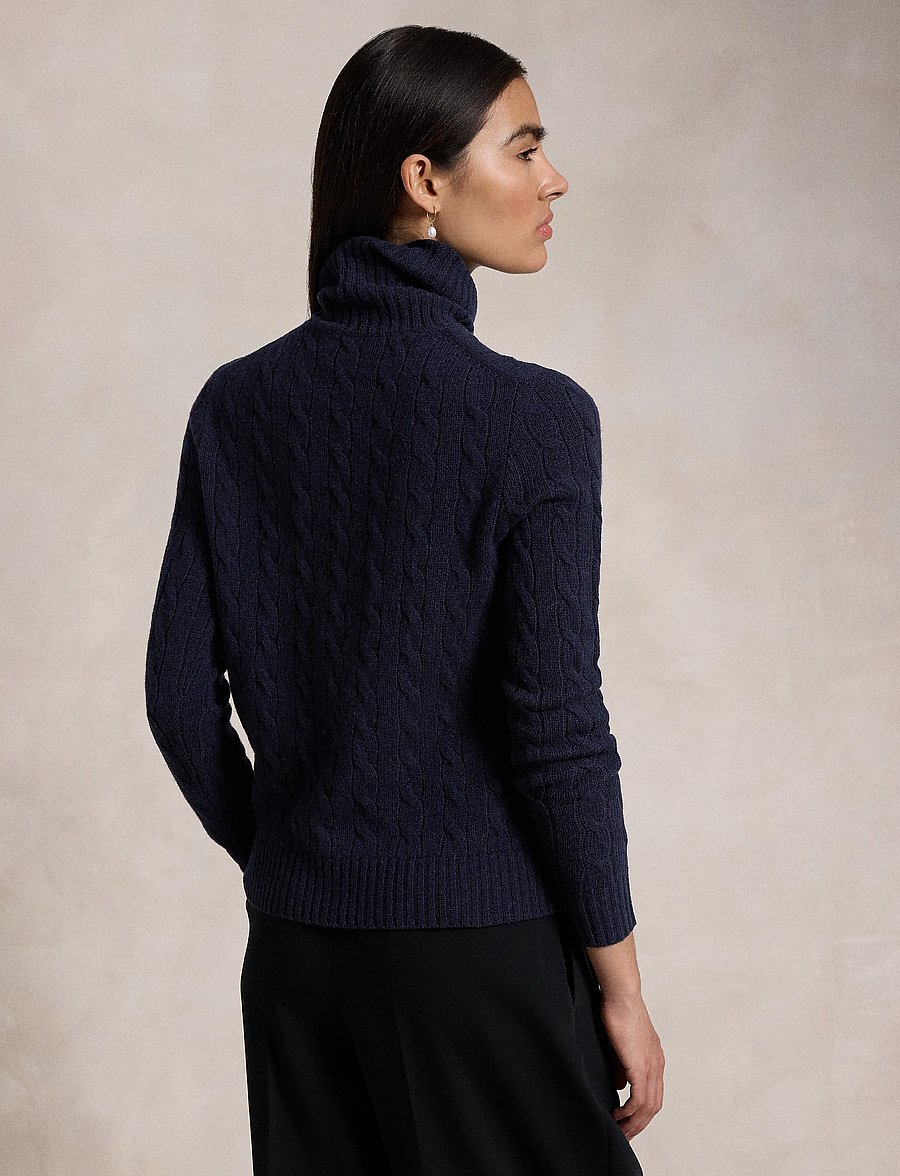 Polo Ralph Lauren - Wool-Cashmere Cable Turtleneck Sweater - kashmir - hunter navy - 3