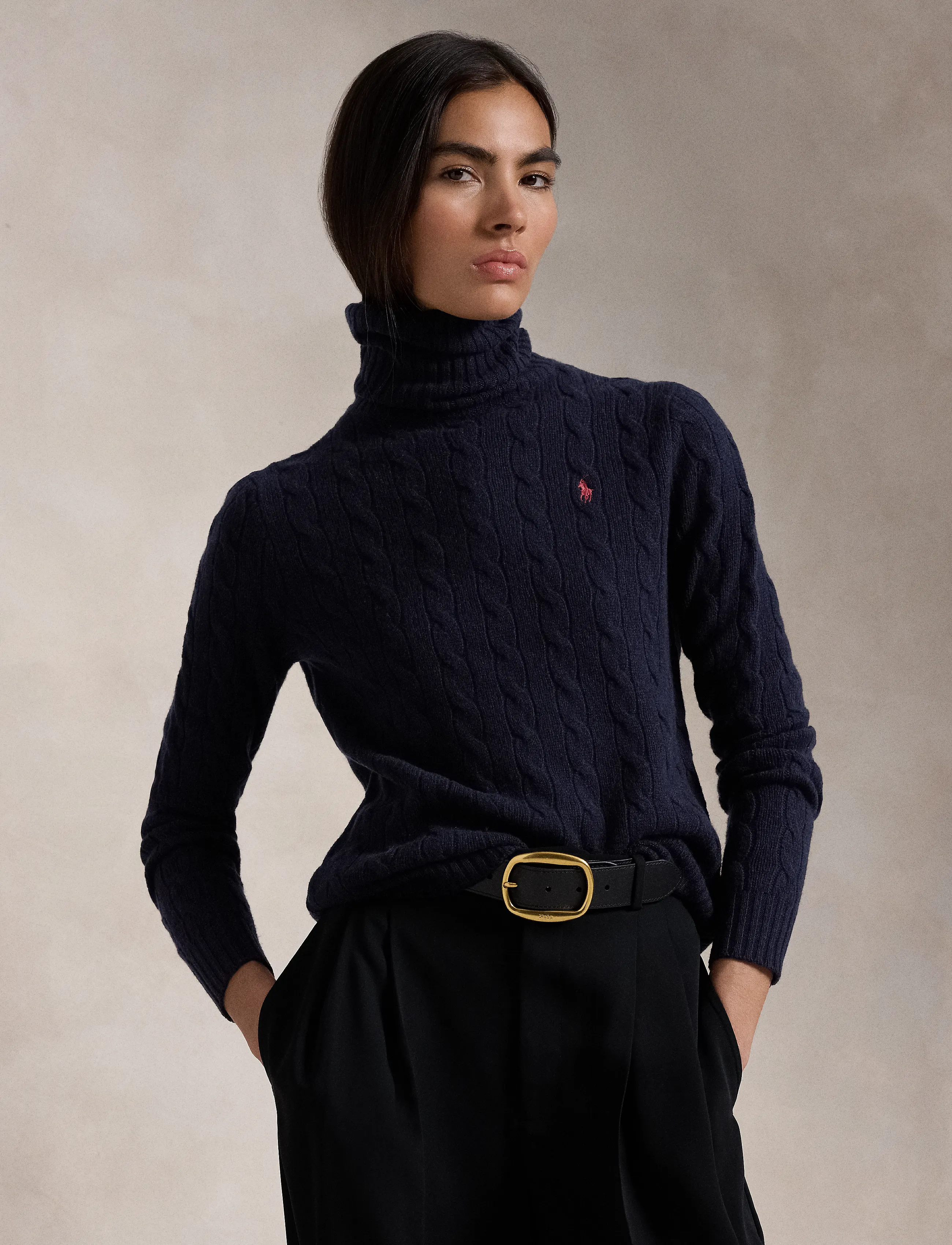 Polo Ralph Lauren - Wool-Cashmere Cable Turtleneck Sweater - kaschmir - hunter navy - 4