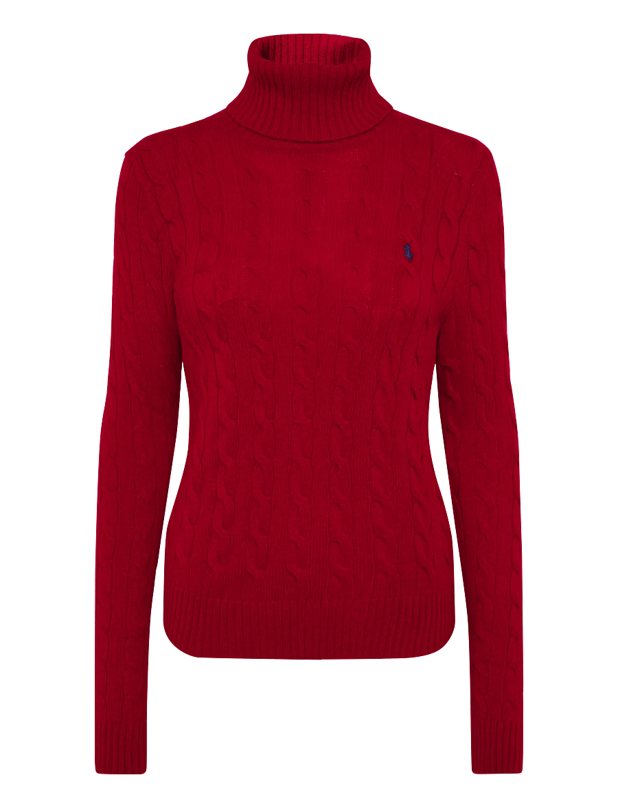 Polo Ralph Lauren - Wool-Cashmere Cable Turtleneck Sweater - kaschmir - university red - 0