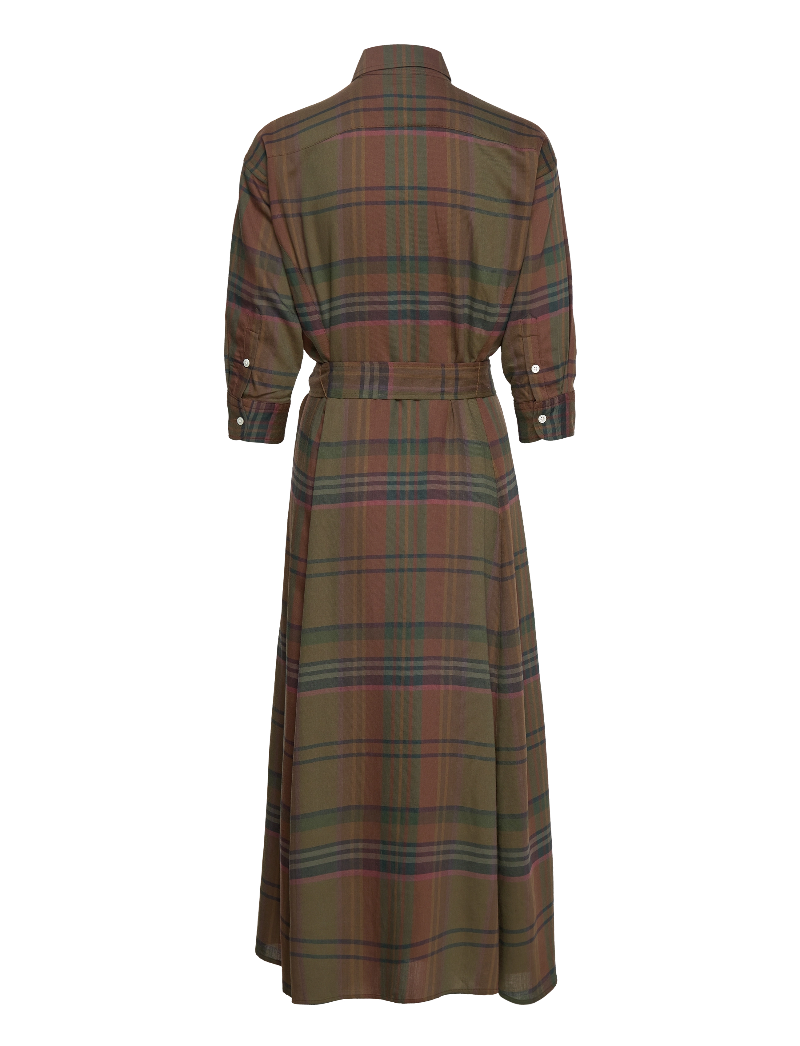 Polo Ralph Lauren - Plaid Cotton-Blend Belted Shirtdress - 1293 brown/olive - 1