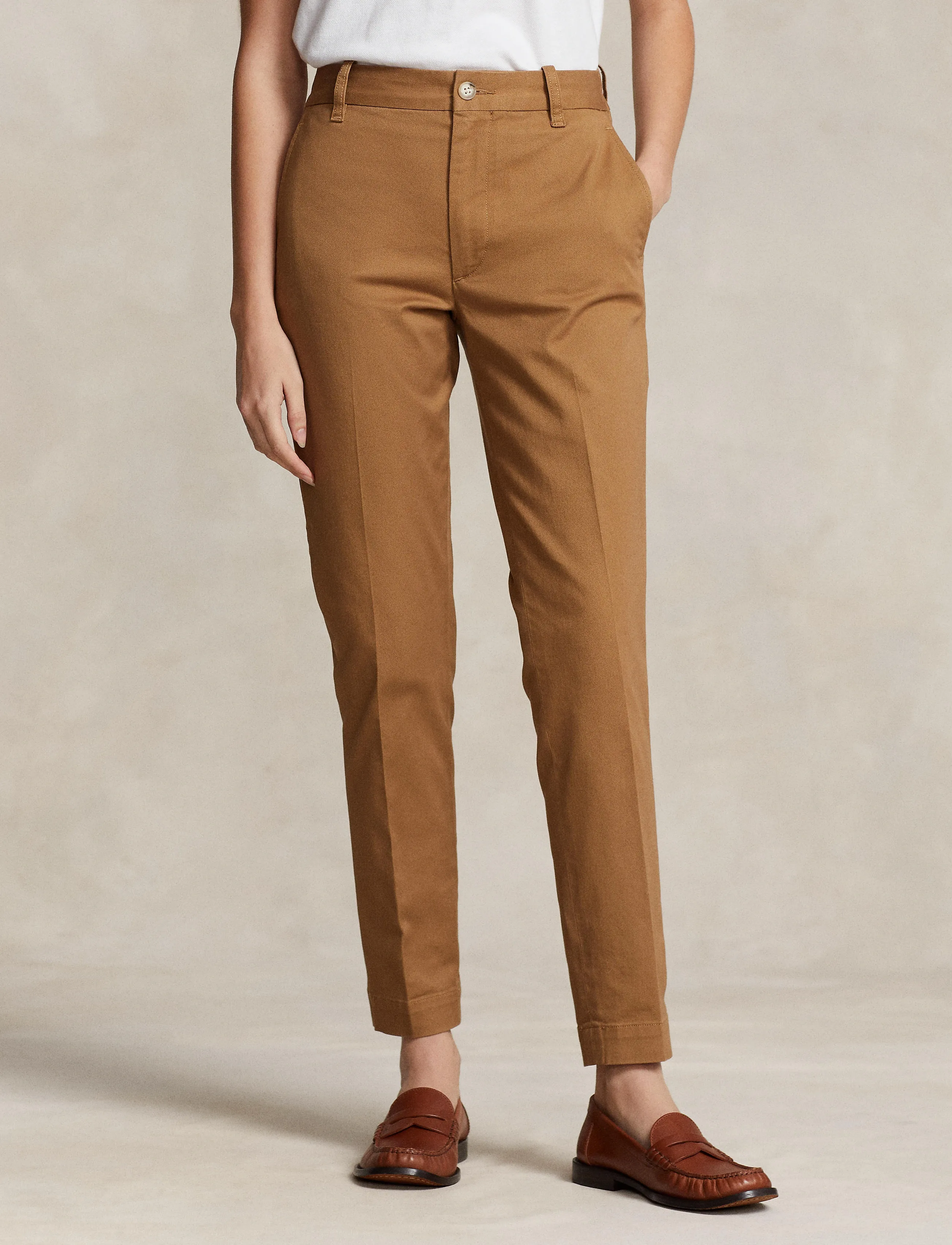 Polo Ralph Lauren Cropped Slim Fit Twill Chino Pant, 36, Trousers, Beige - Chinos, Frauen