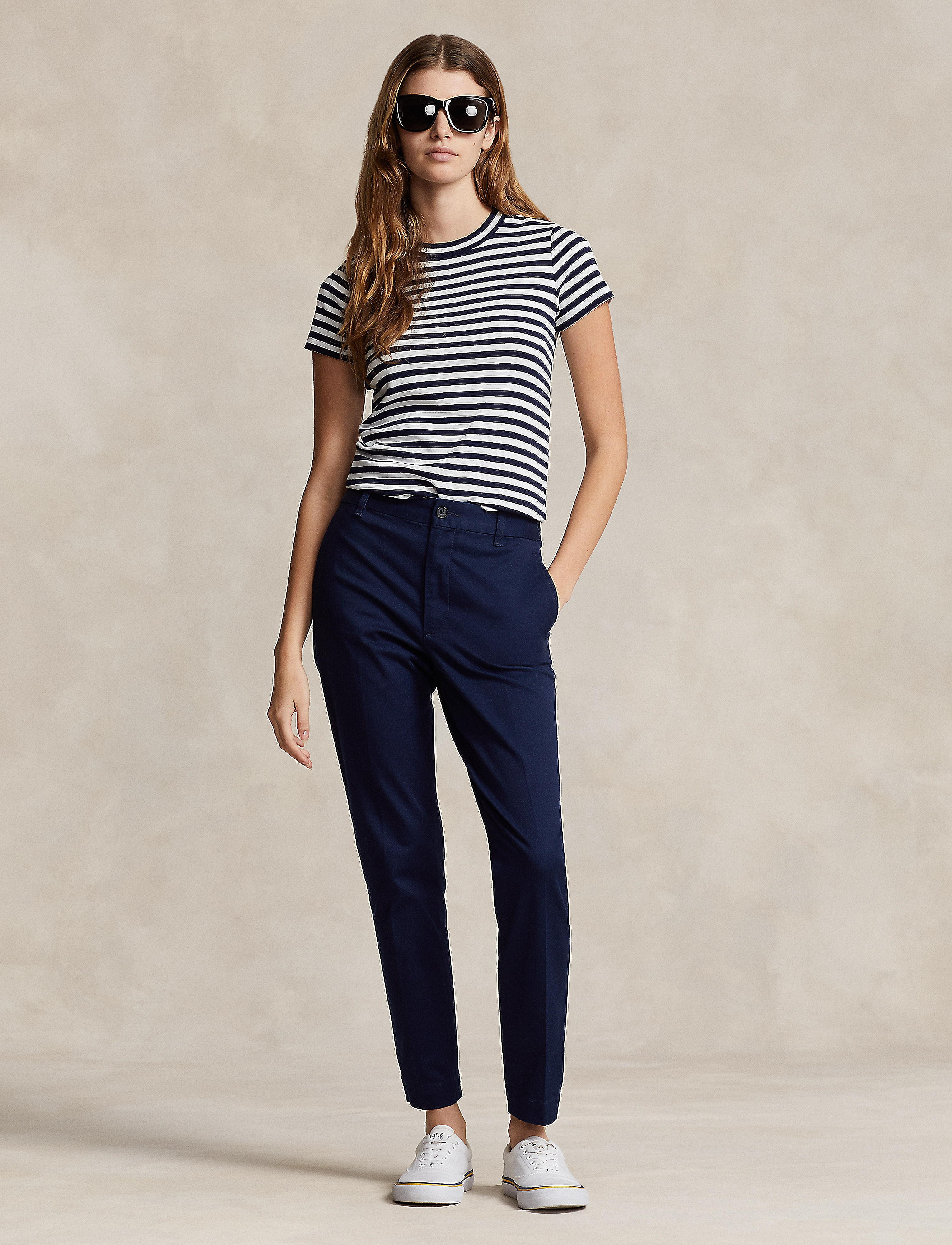 Polo Ralph Lauren Cropped Slim Fit Twill Chino Pant - Transitional Layering - NEWPORT NAVY / navy
