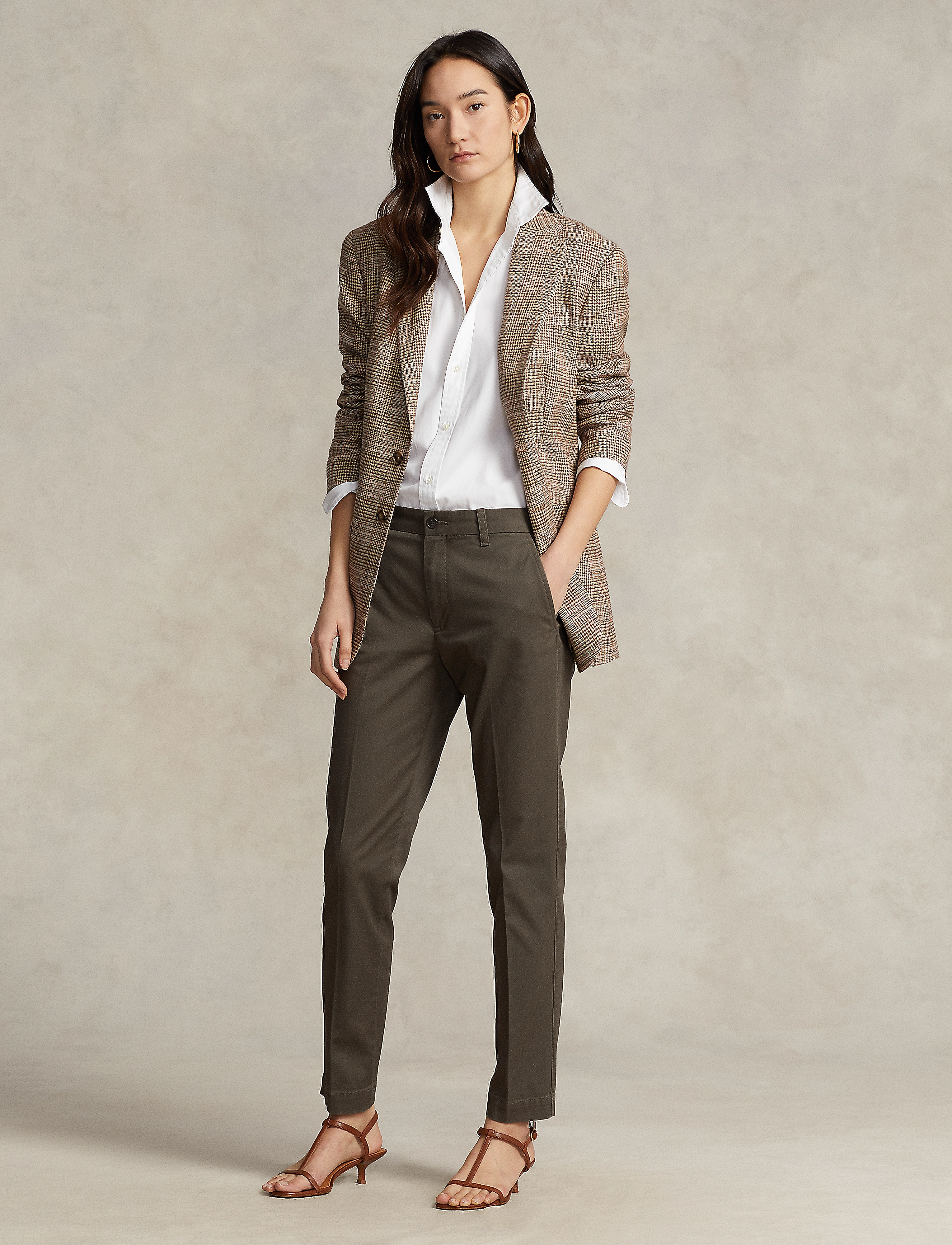 Polo Ralph Lauren Cropped Slim Fit Twill Chino Pant - Hosen - OUTDOORS OLIVE / brown