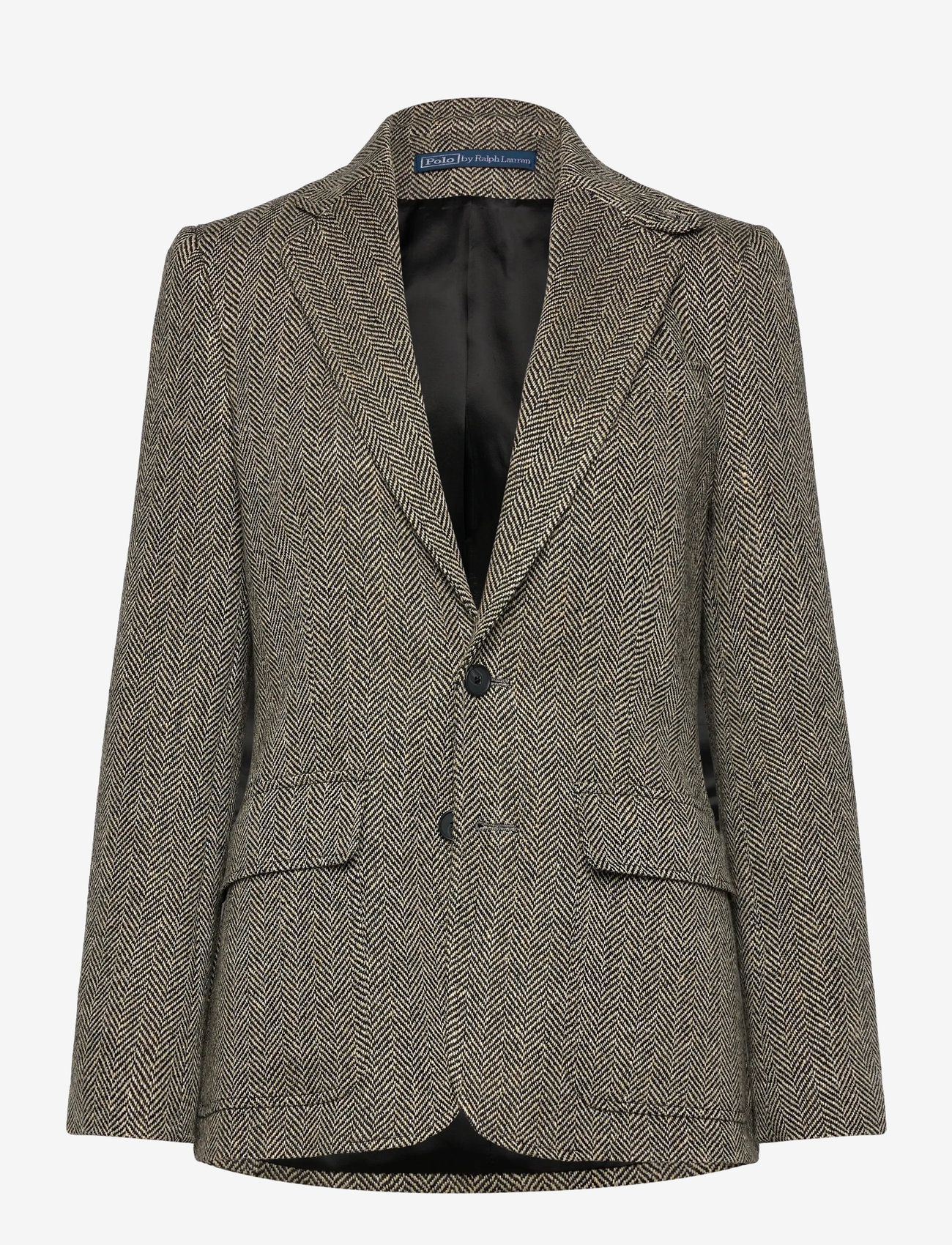 Polo Ralph Lauren - Herringbone Linen-Blend Blazer - enkelknäppta kavajer - black/cream herri - 0