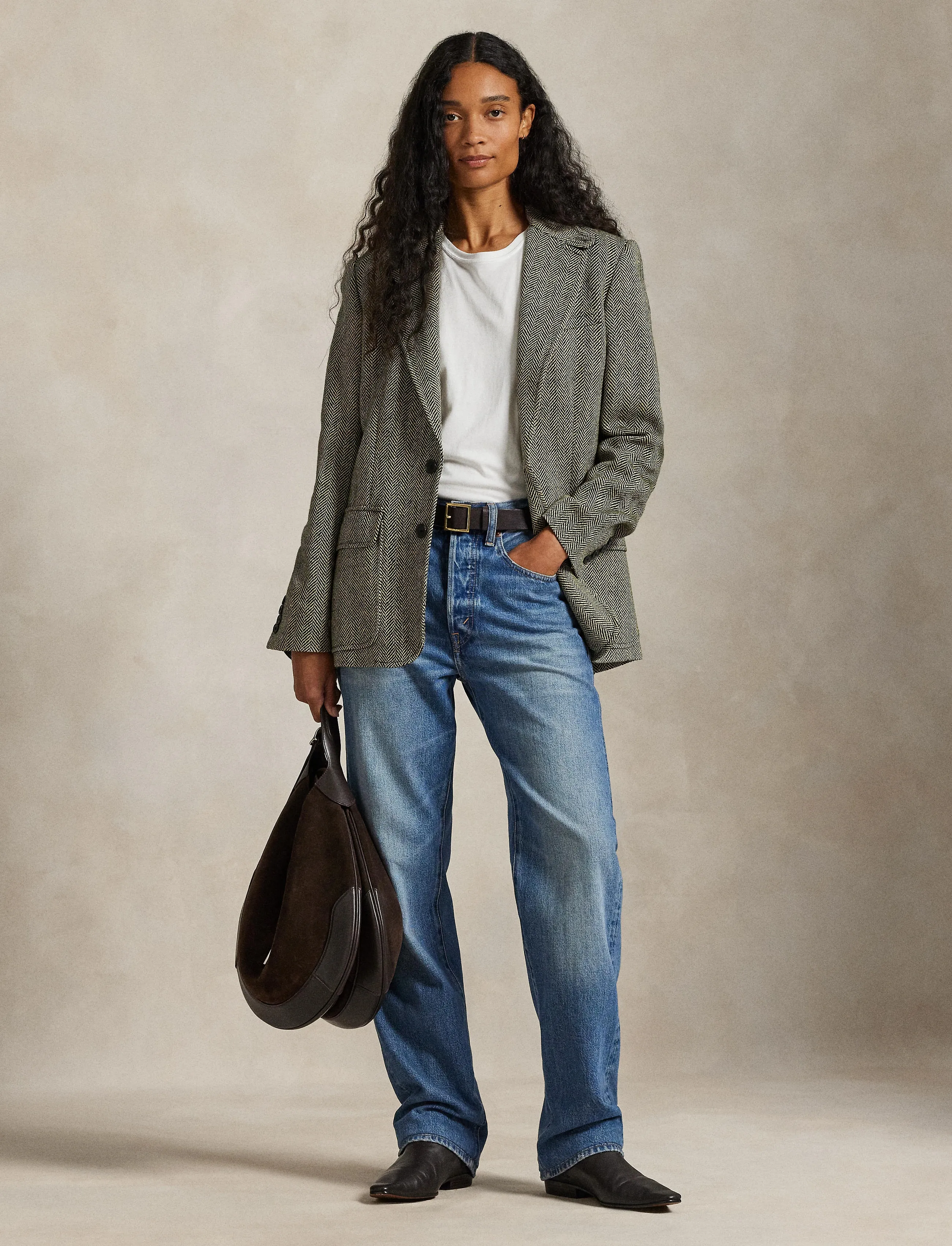 Polo Ralph Lauren Single-Breasted Herringbone Blazer, 32, Braun - Single Breasted Frauen