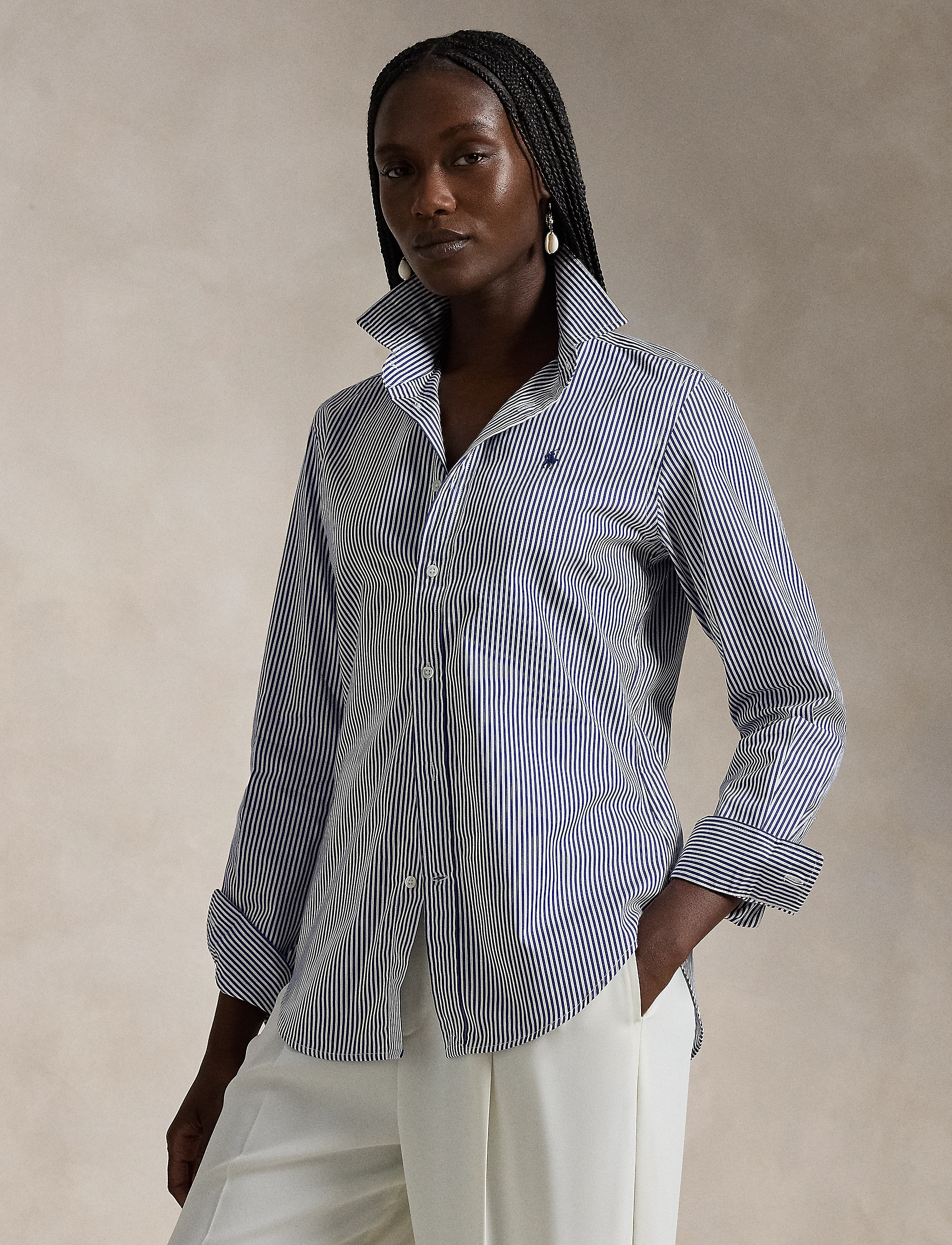 Polo Ralph Lauren Slim Fit Striped Cotton Shirt - Shirts - 1322 WHITE/ FALL / blue