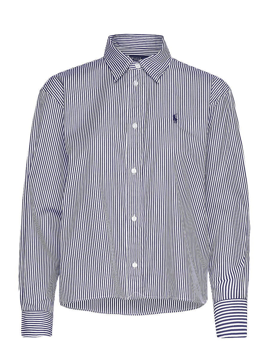 Polo Ralph Lauren - Cropped Boxy Striped Cotton Shirt - chemises à manches longues - 1322 white/ fall - 1