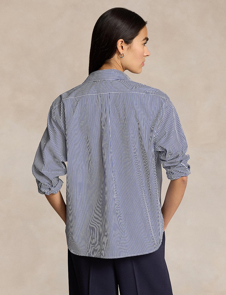 Polo Ralph Lauren - Cropped Boxy Striped Cotton Shirt - chemises à manches longues - 1322 white/ fall - 3