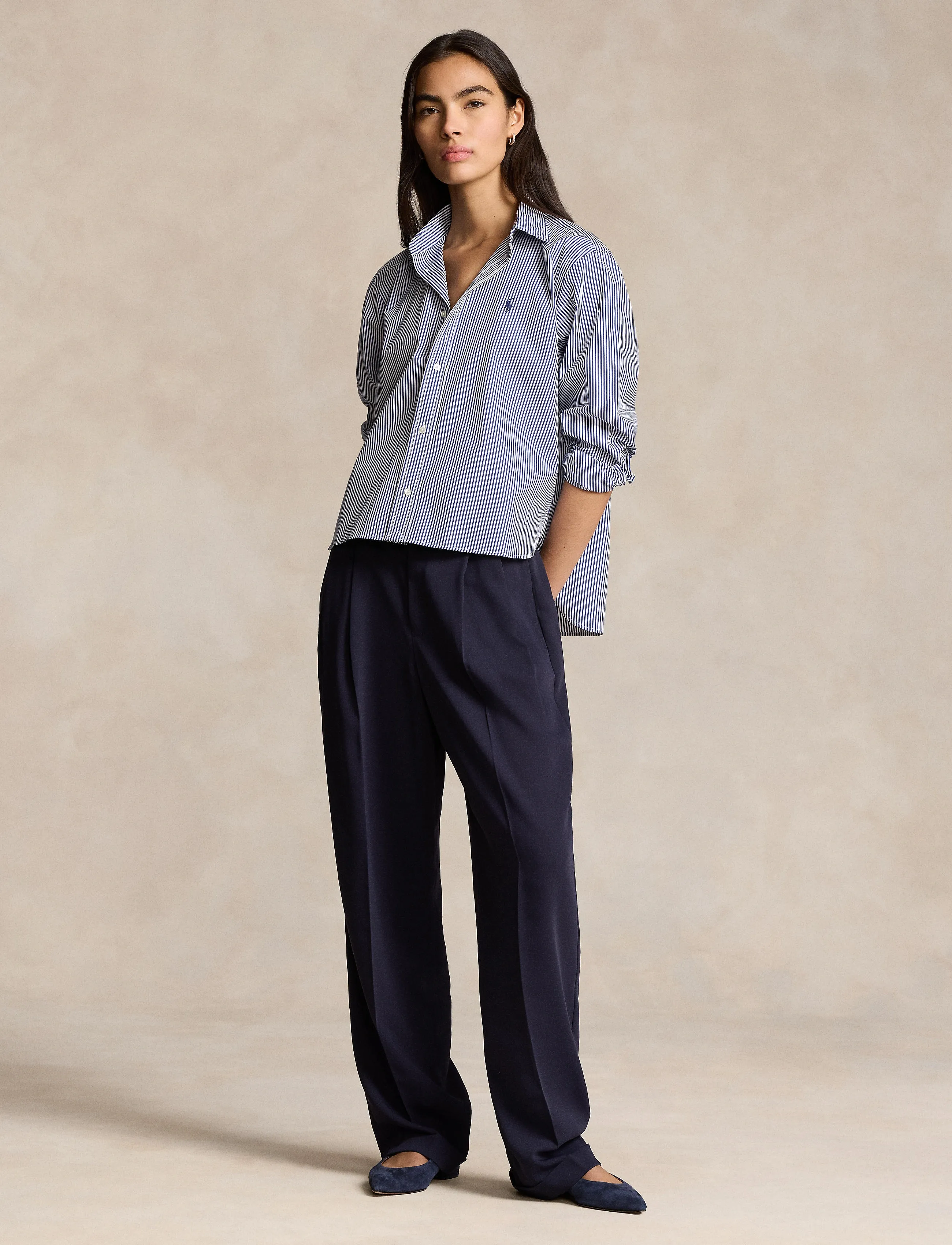 Polo Ralph Lauren - Cropped Boxy Striped Cotton Shirt - chemises à manches longues - 1322 white/ fall - 5