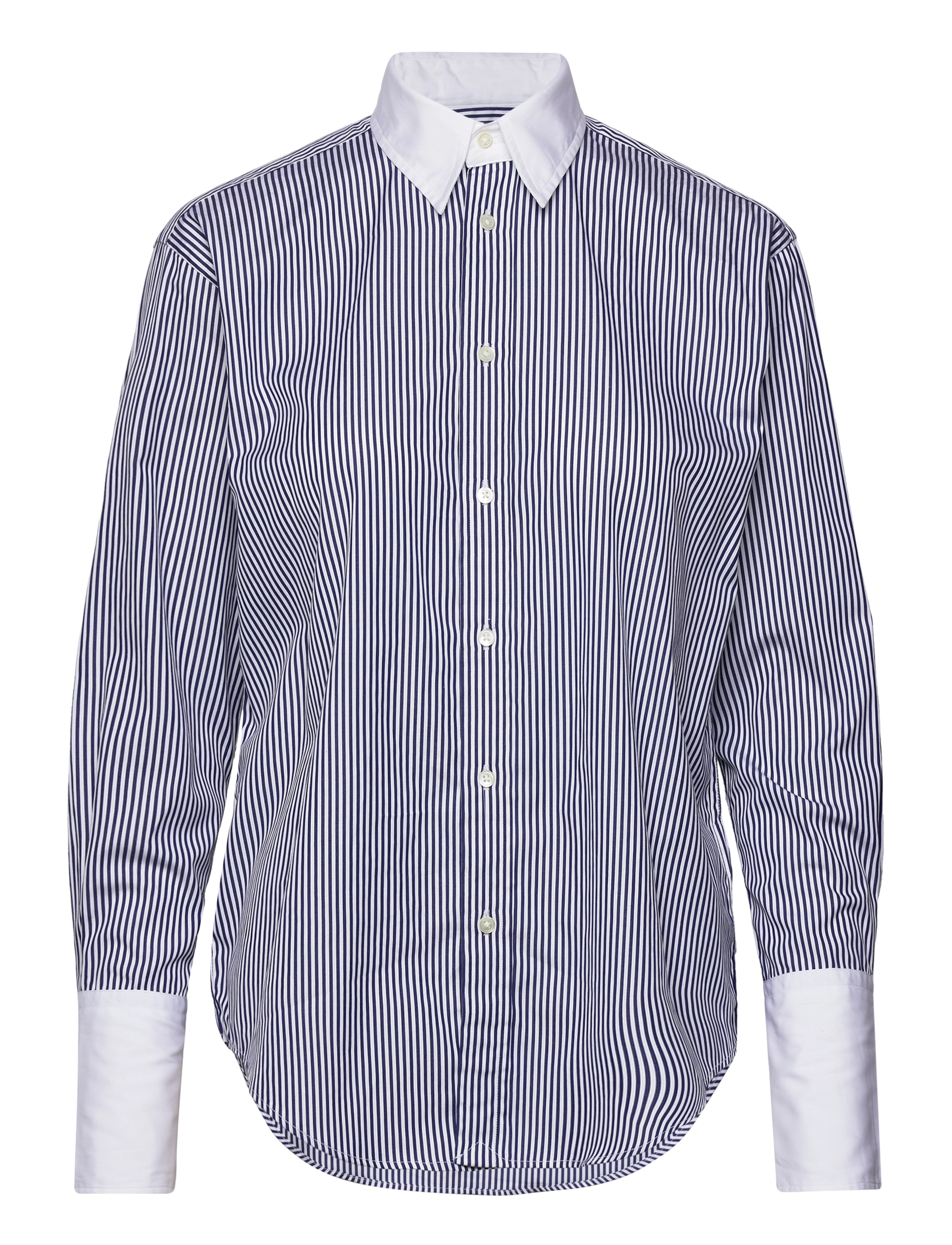 POLO RALPH LAUREN Extended-Cuff Gestreift Baumwolle Shirt Blau - 32 - Damen