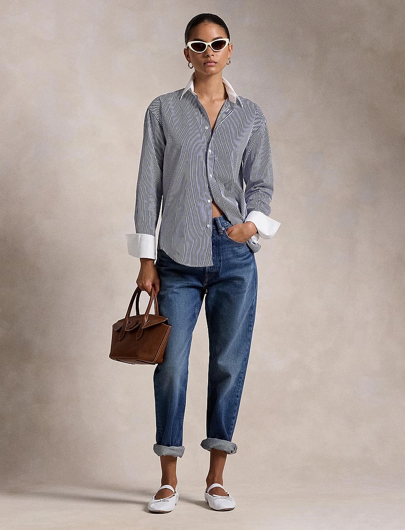 Polo Ralph Lauren - Extended-Cuff Striped Cotton Shirt - jeansskjortor - 1322 white/ fall - 0