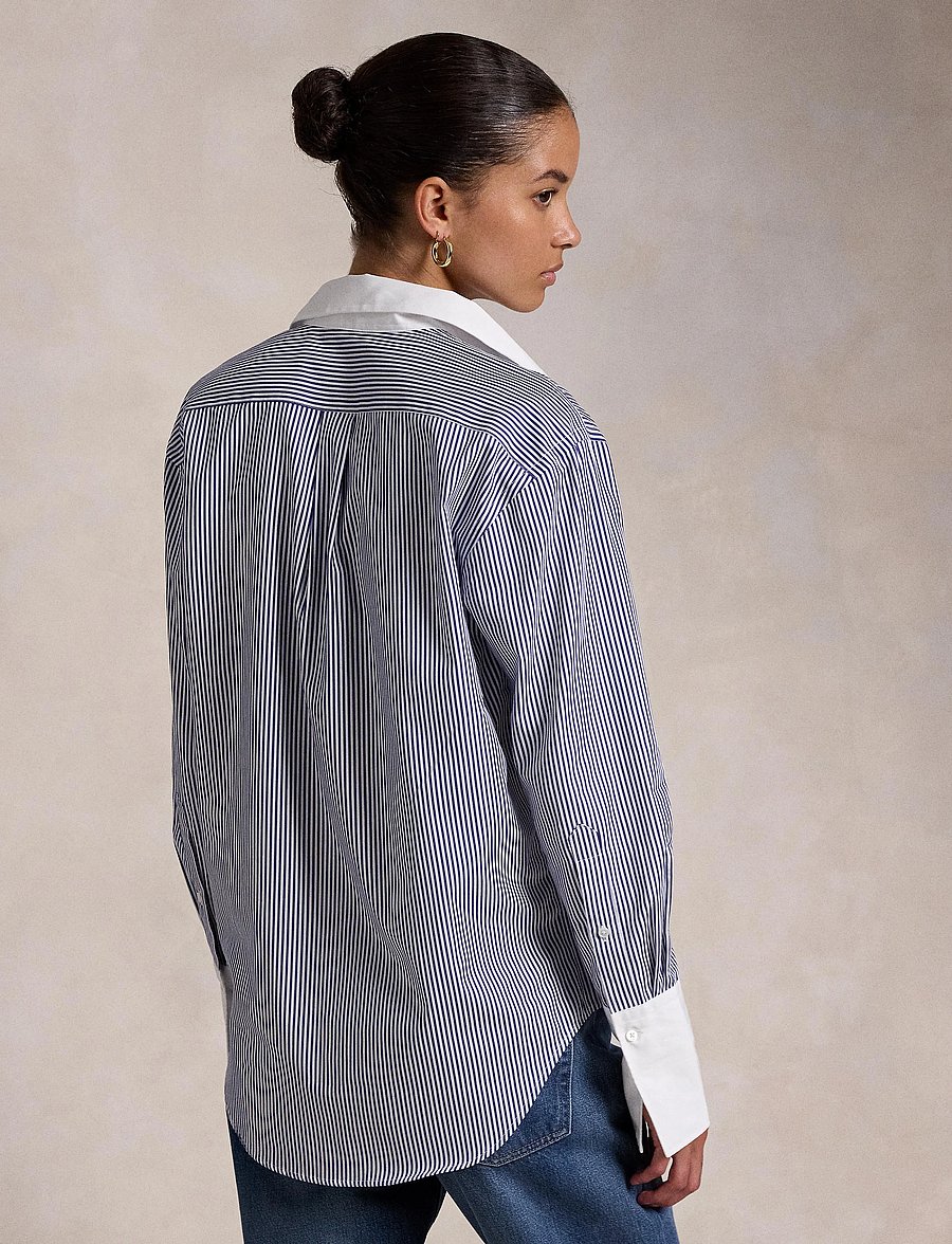Polo Ralph Lauren - Extended-Cuff Striped Cotton Shirt - chemises à manches longues - 1322 white/ fall - 3