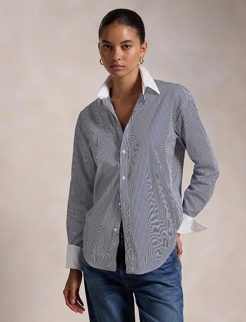 Polo Ralph Lauren - Extended-Cuff Striped Cotton Shirt - jeansskjortor - 1322 white/ fall - 4