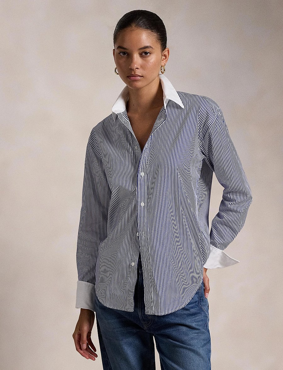 Polo Ralph Lauren - Extended-Cuff Striped Cotton Shirt - chemises à manches longues - 1322 white/ fall - 4