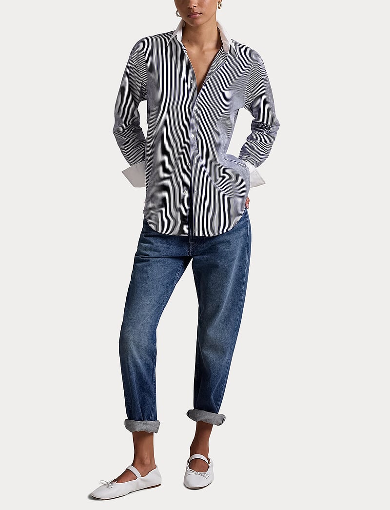 Polo Ralph Lauren - Extended-Cuff Striped Cotton Shirt - jeansskjortor - 1322 white/ fall - 5