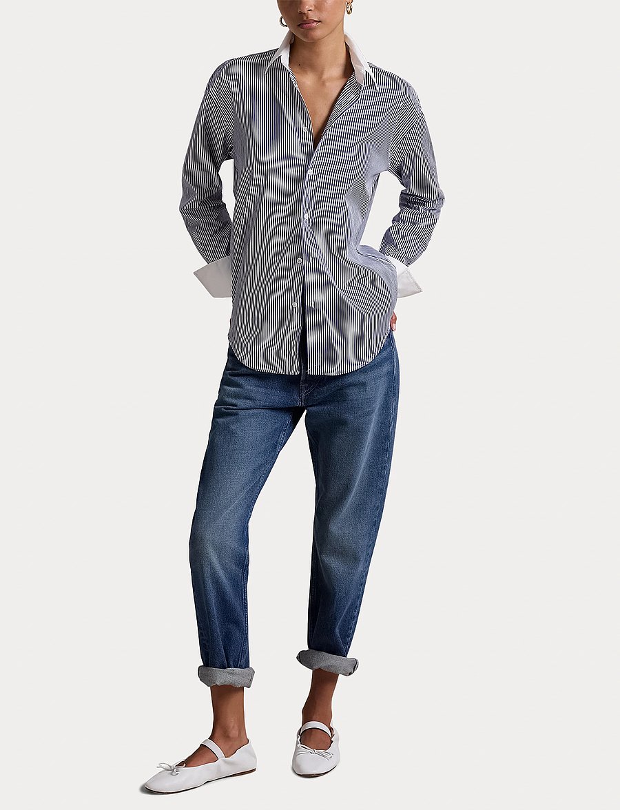 Polo Ralph Lauren - Extended-Cuff Striped Cotton Shirt - chemises à manches longues - 1322 white/ fall - 5