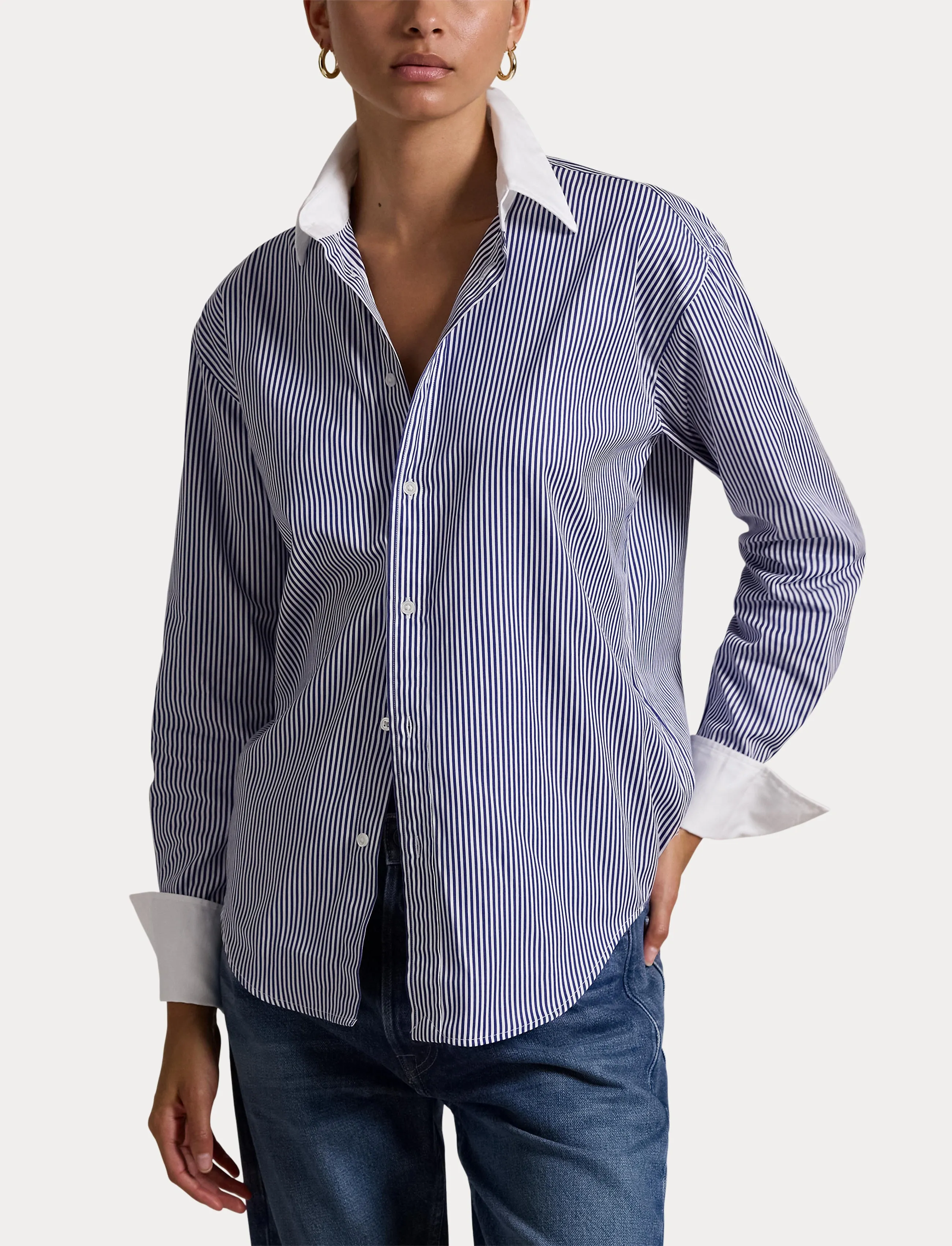 Polo Ralph Lauren Extended-Cuff Striped Cotton Shirt skjortor dam – bild 5