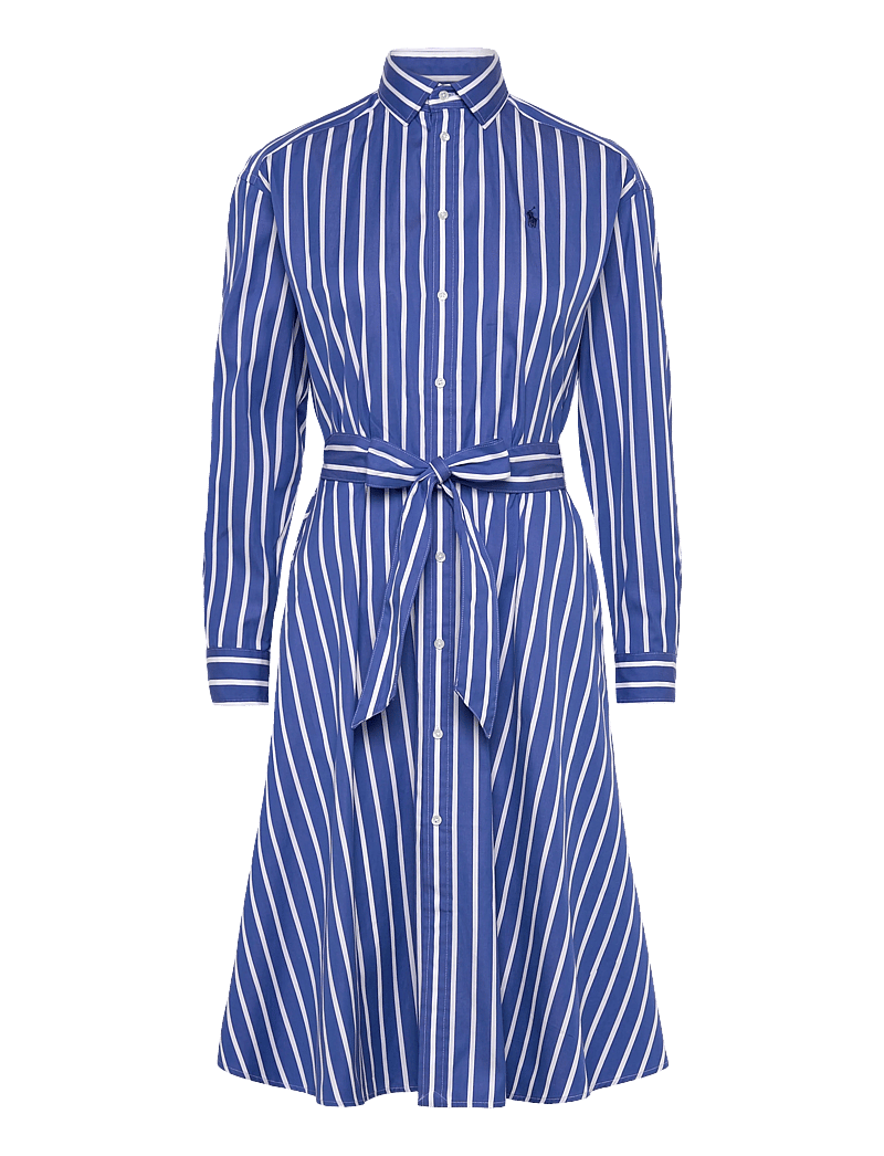 Polo Ralph Lauren - Belted Wide-Stripe Cotton Shirtdress - skjortklänningar - 5170 blue/white - 0