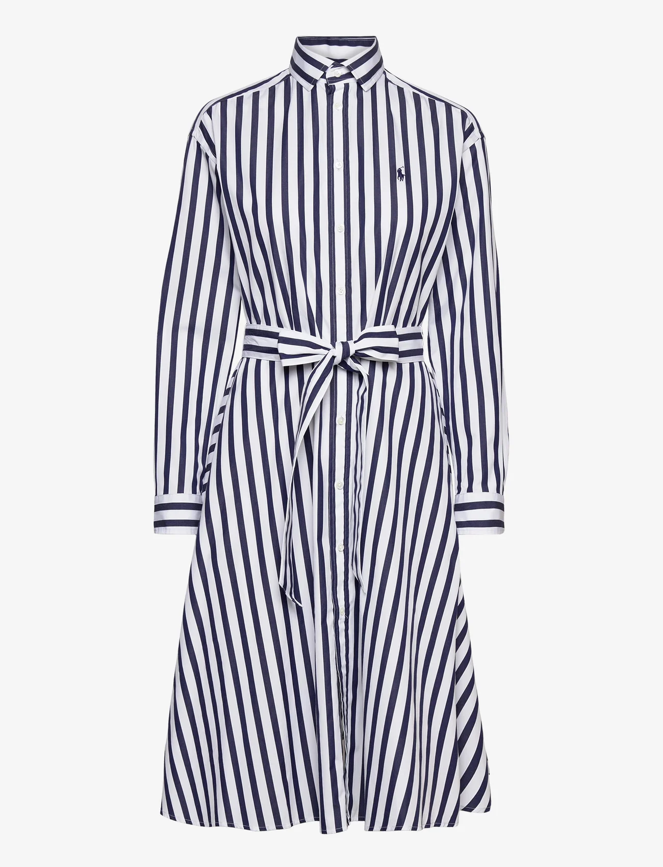Polo Ralph Lauren - Belted Wide-Stripe Cotton Shirtdress - särkkleidid - 970a navy/white - 0