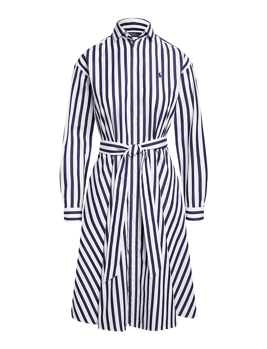 Polo Ralph Lauren - Belted Wide-Stripe Cotton Shirtdress - marškinių tipo suknelės - 970a navy/white - 1