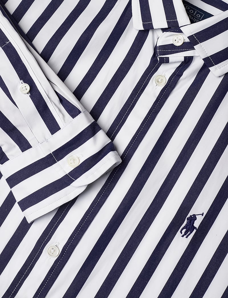 Polo Ralph Lauren - Belted Wide-Stripe Cotton Shirtdress - skjortklänningar - 970a navy/white - 3