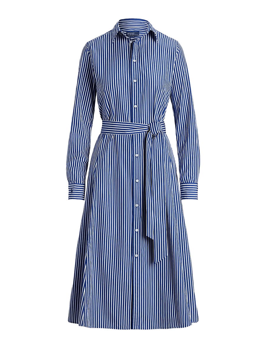 Polo Ralph Lauren - Belted Striped Cotton Shirtdress - robes chemises - 1073b bright navy - 1