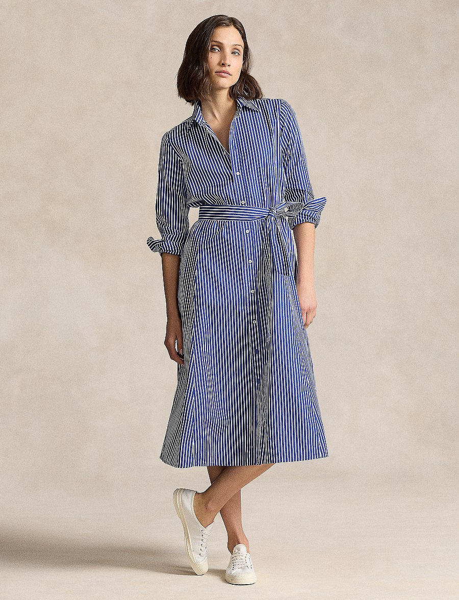 Polo Ralph Lauren - Belted Striped Cotton Shirtdress - robes chemises - 1073b bright navy - 0