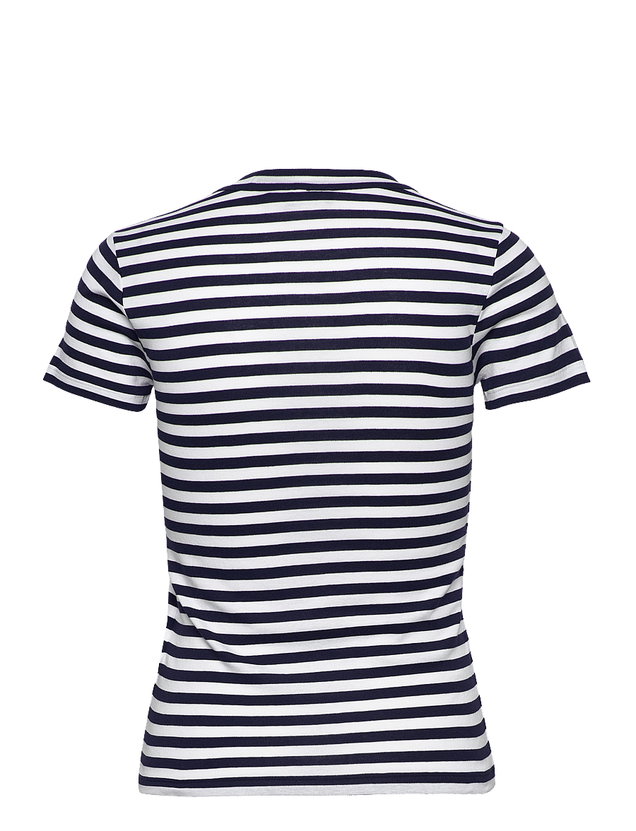 Polo Ralph Lauren - Striped Ribbed Cotton Crewneck Tee - t-shirts - cruise navy/white - 2
