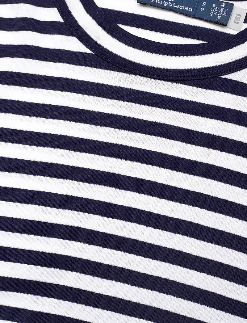 Polo Ralph Lauren - Striped Ribbed Cotton Crewneck Tee - t-shirts - cruise navy/white - 3