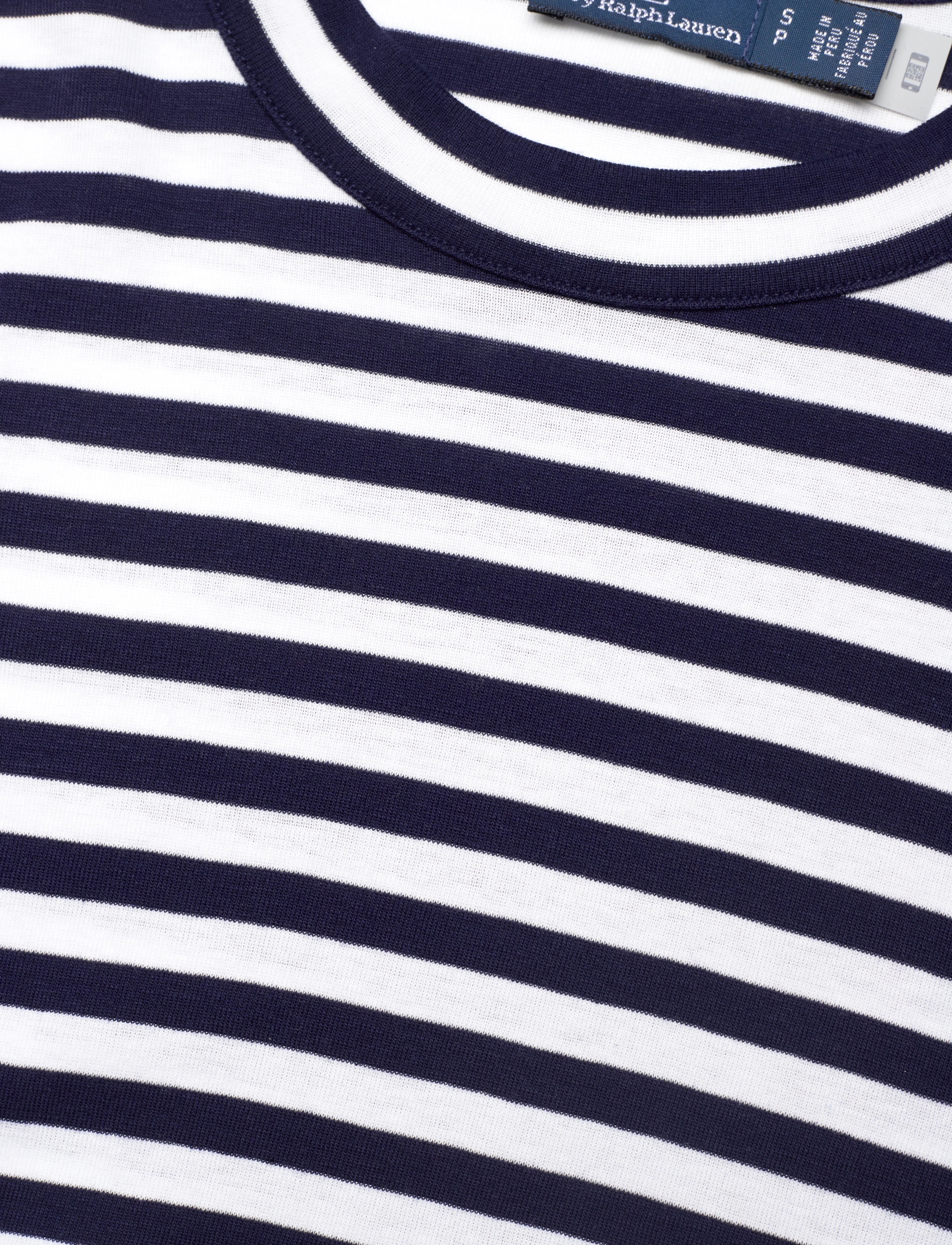 Polo Ralph Lauren - Striped Ribbed Cotton Crewneck Tee - t-shirts - cruise navy/white - 3