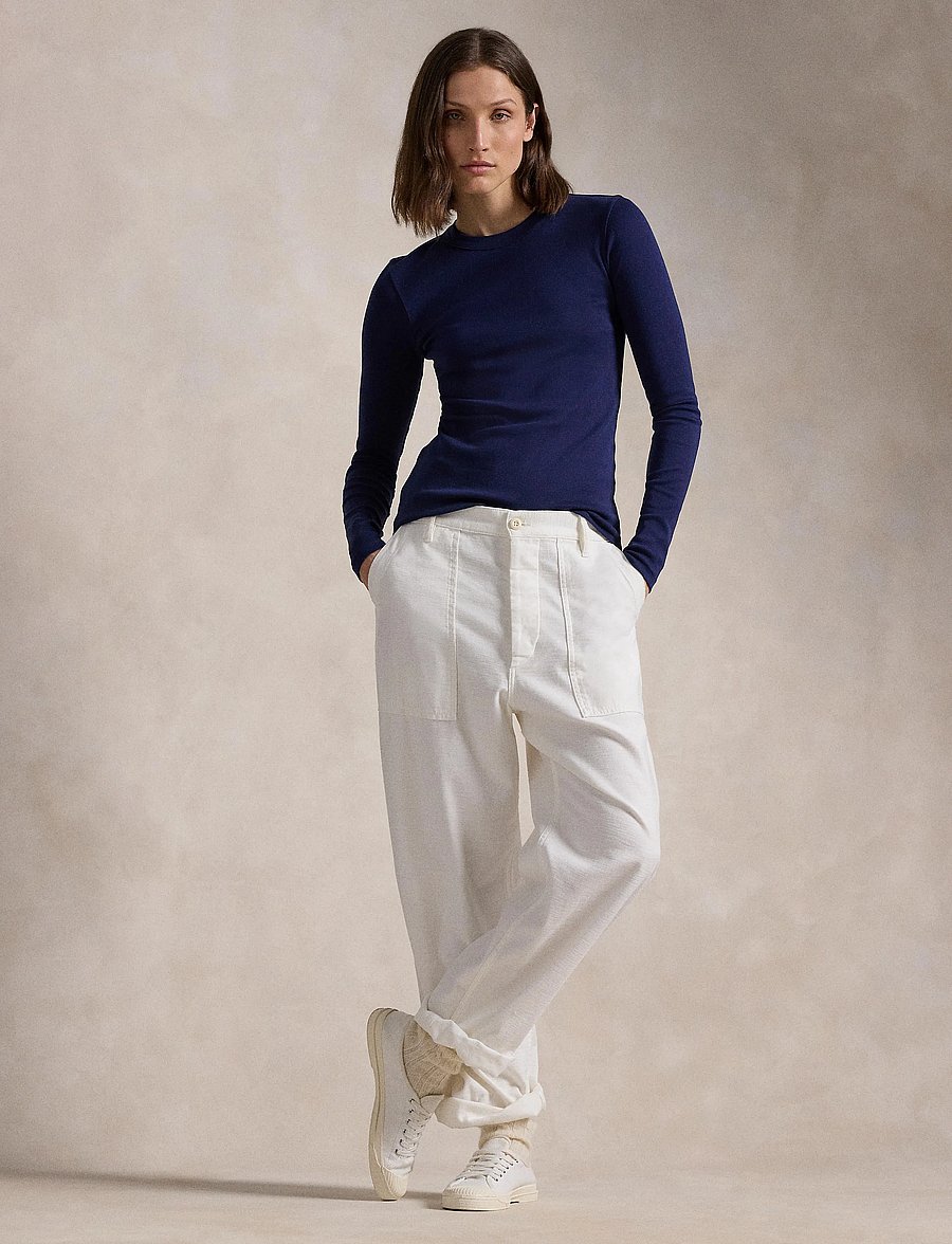 Polo Ralph Lauren - Slim Fit Cotton Long-Sleeve Tee - langærmede toppe - newport navy - 0