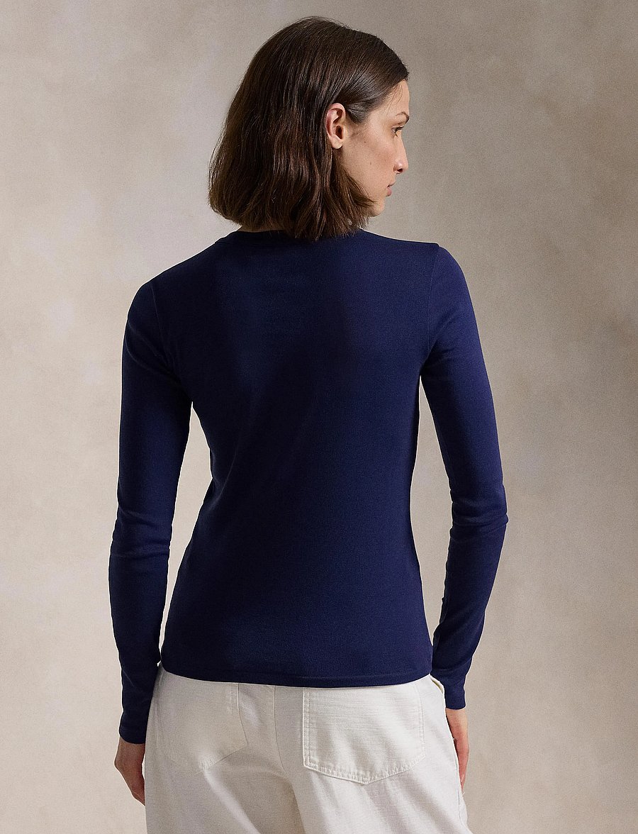 Polo Ralph Lauren - Slim Fit Cotton Long-Sleeve Tee - langærmede toppe - newport navy - 4