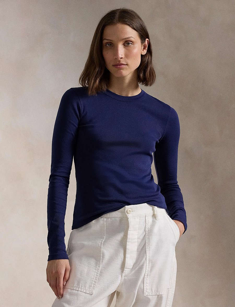 Polo Ralph Lauren - Slim Fit Cotton Long-Sleeve Tee - langærmede toppe - newport navy - 5