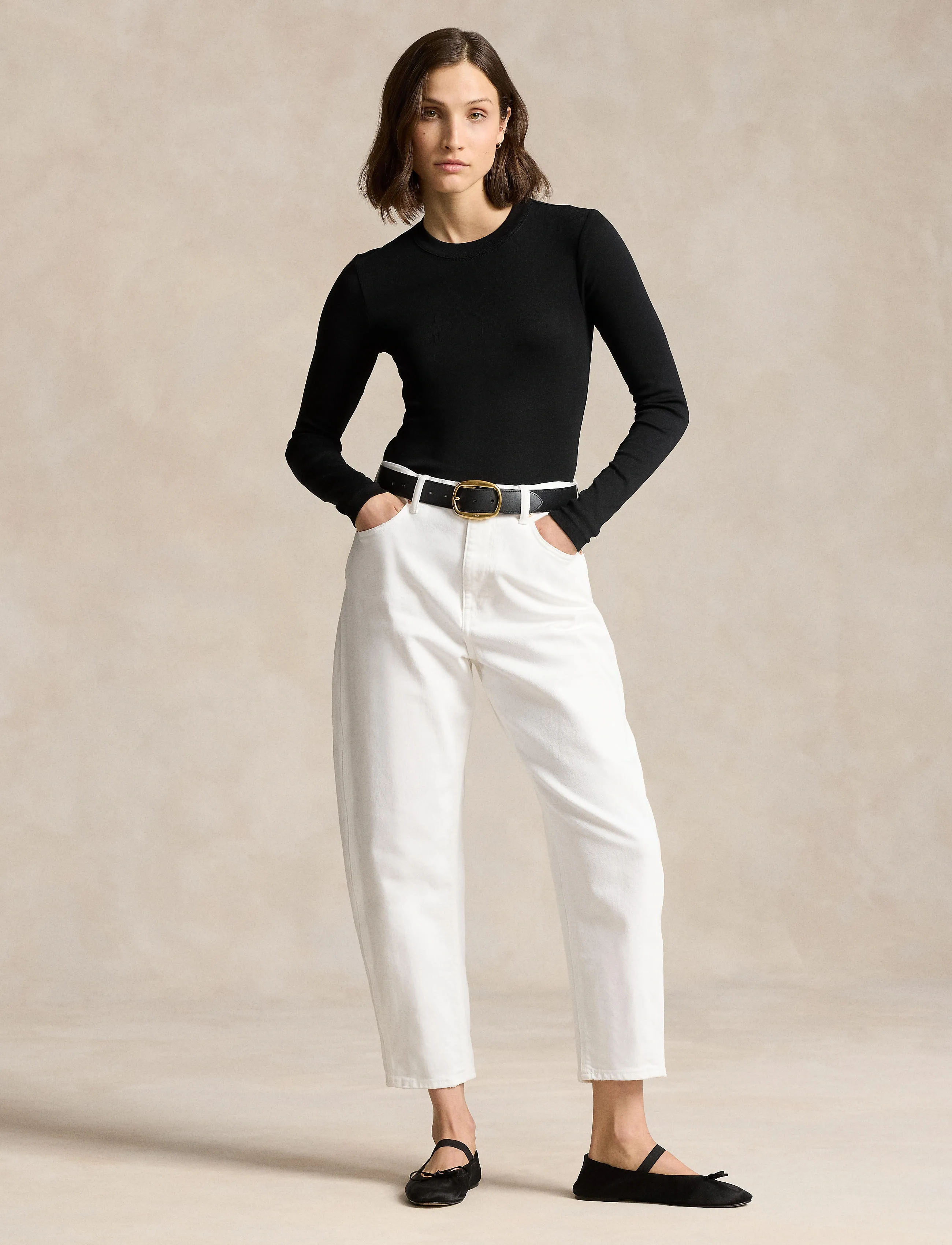 Polo Ralph Lauren Slim Fit Cotton Long-Sleeve Tee, S, T-shirts & Oberteile, Schwarz - Long-sleeved, Frauen