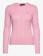 Cable-Knit Cotton Crewneck Sweater - CARMEL PINK