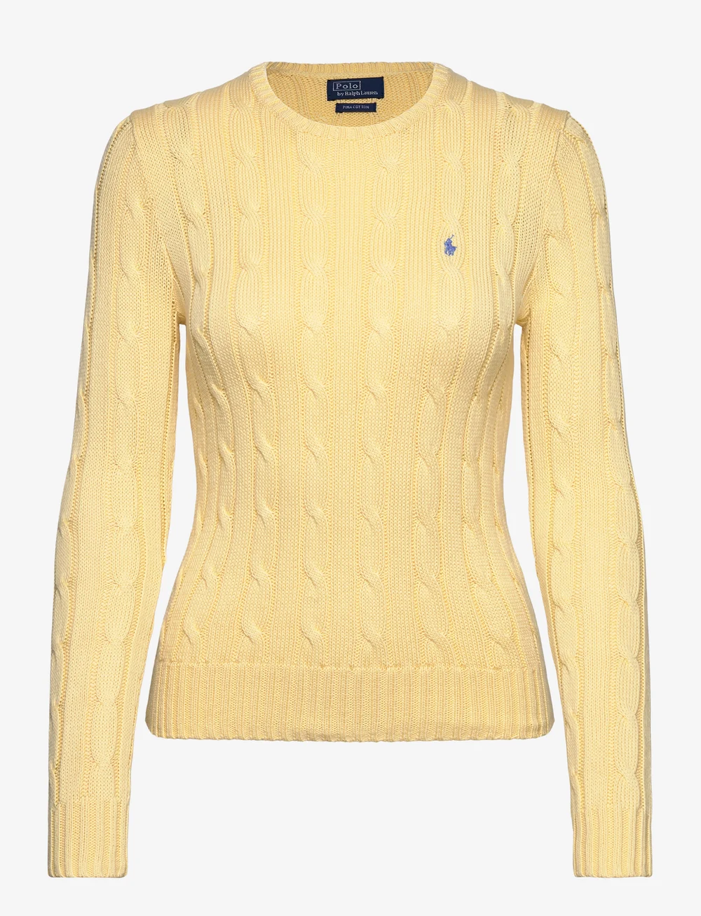 Polo Ralph Lauren - Cable-Knit Cotton Crewneck Sweater - striktrøjer - t-bird yellow - 0