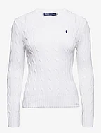 Cable-Knit Cotton Crewneck Sweater - WHITE