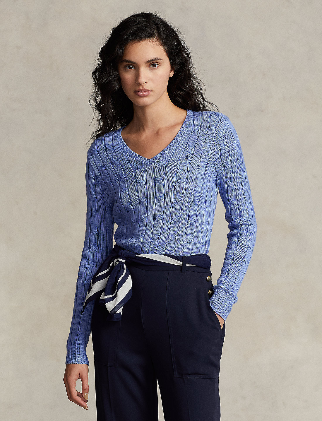 Polo Ralph Lauren Cable knit Cotton V neck Sweater Jumpers