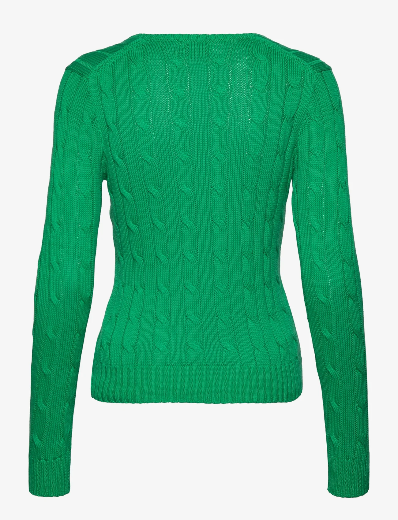 Polo Ralph Lauren - Cable-Knit Cotton V-Neck Sweater - džemperiai - preppy green - 1