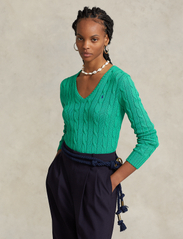 Polo Ralph Lauren - Cable-Knit Cotton V-Neck Sweater - džemperiai - preppy green - 2