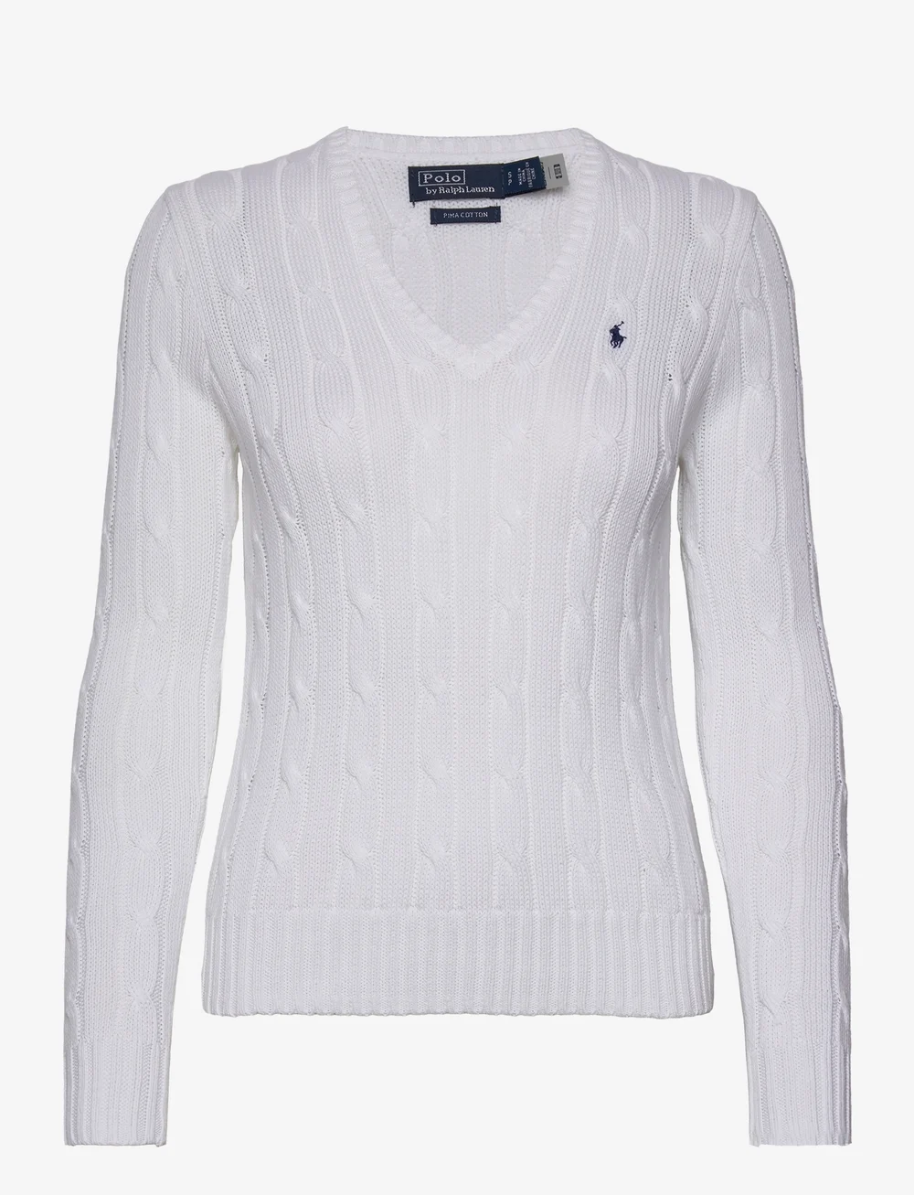 Polo Ralph Lauren - Cable-Knit Cotton V-Neck Sweater - pullover - white - 0