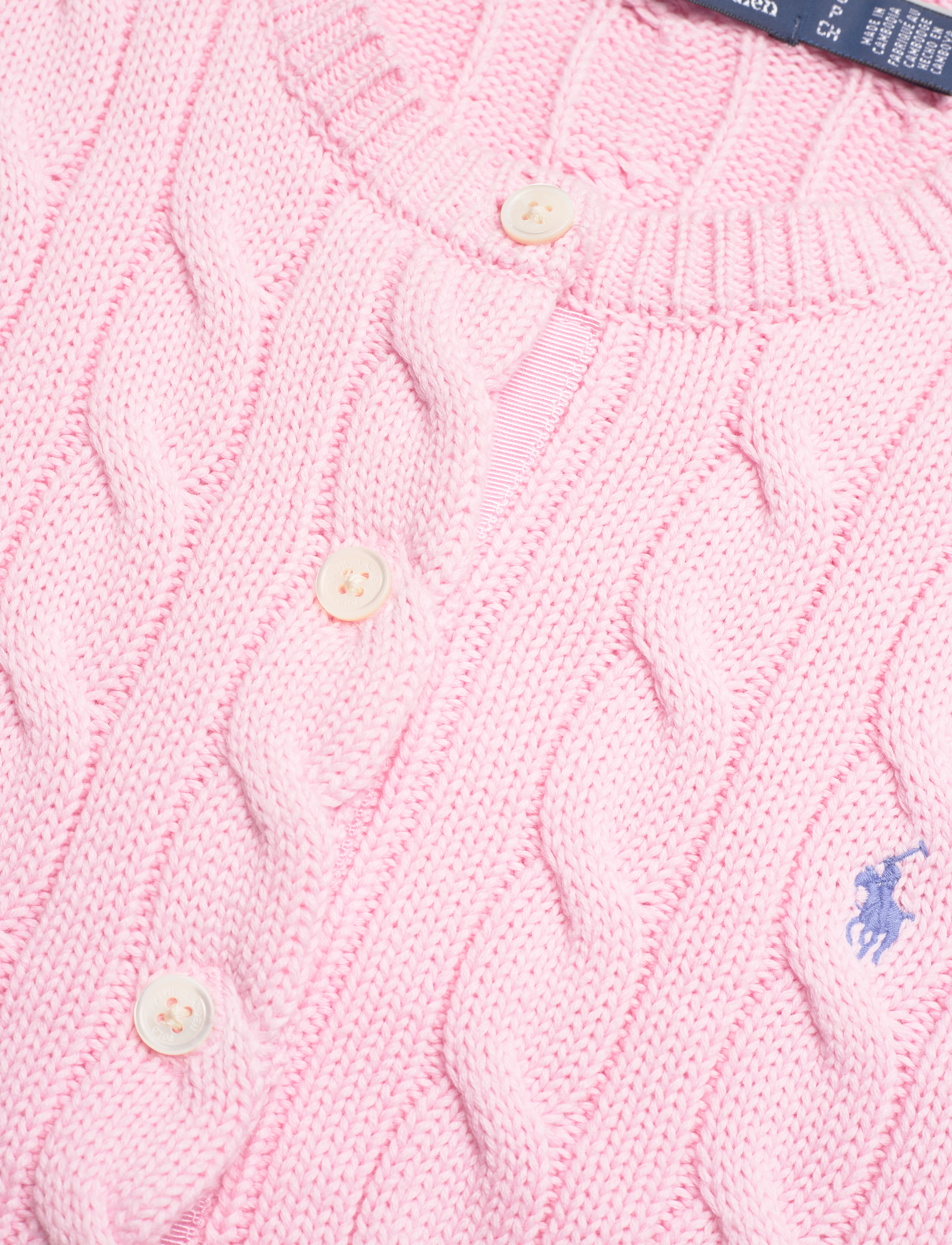 Polo Ralph Lauren - Cable-Knit Cotton Crewneck Cardigan - carmel pink - 2