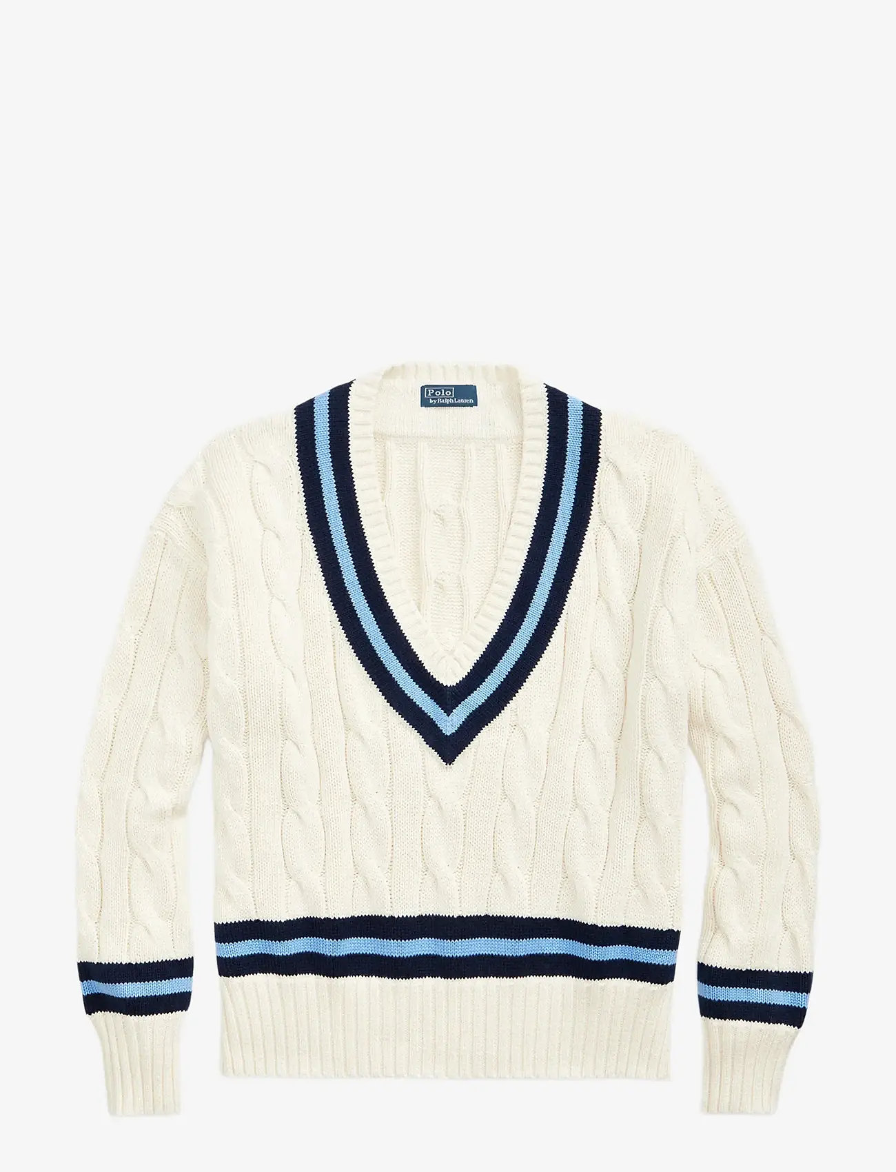 Polo Ralph Lauren - The Iconic Cricket Sweater - trøjer - cream w/ navy str - 1