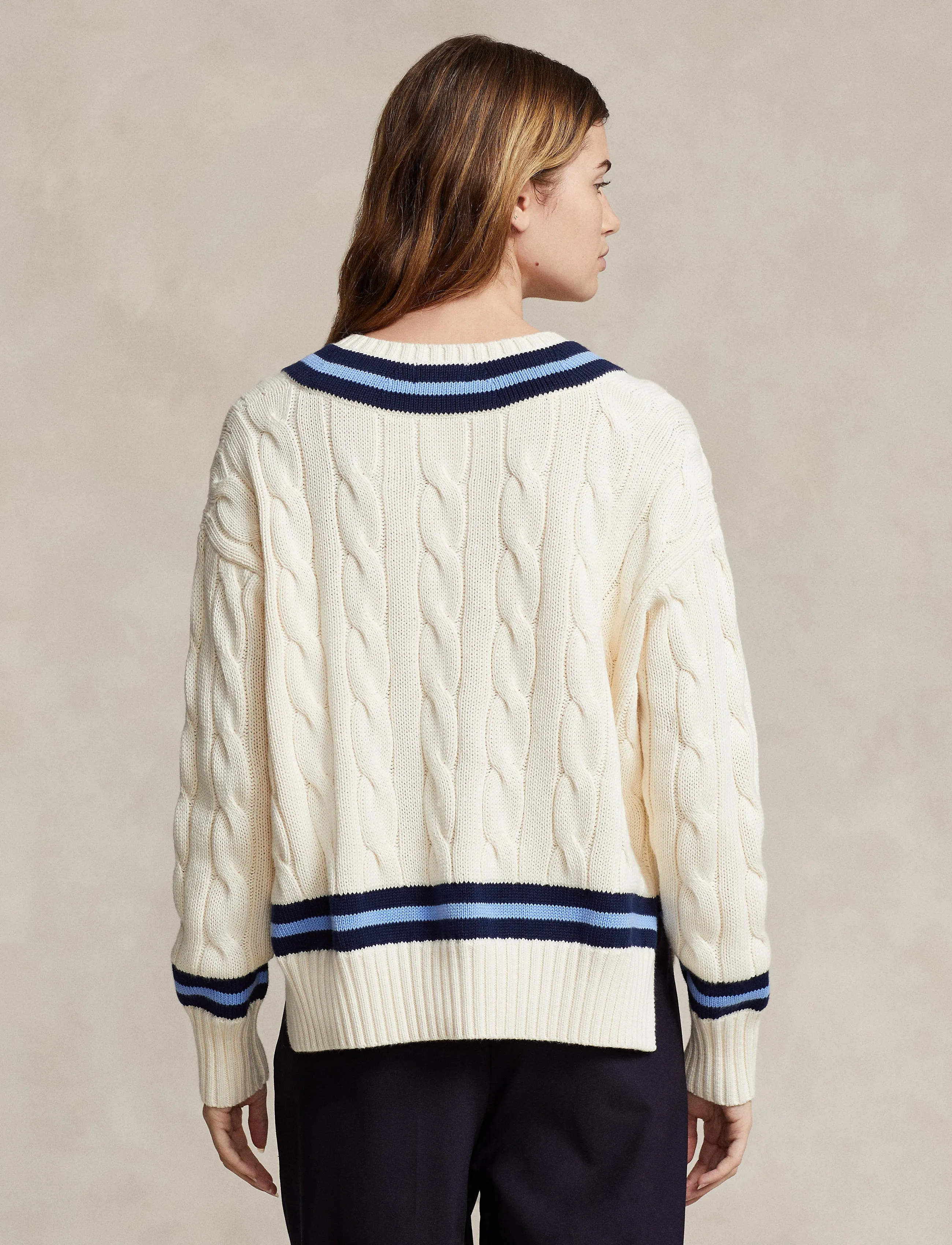 Polo Ralph Lauren - The Iconic Cricket Sweater - pulls - cream w/ navy str - 2