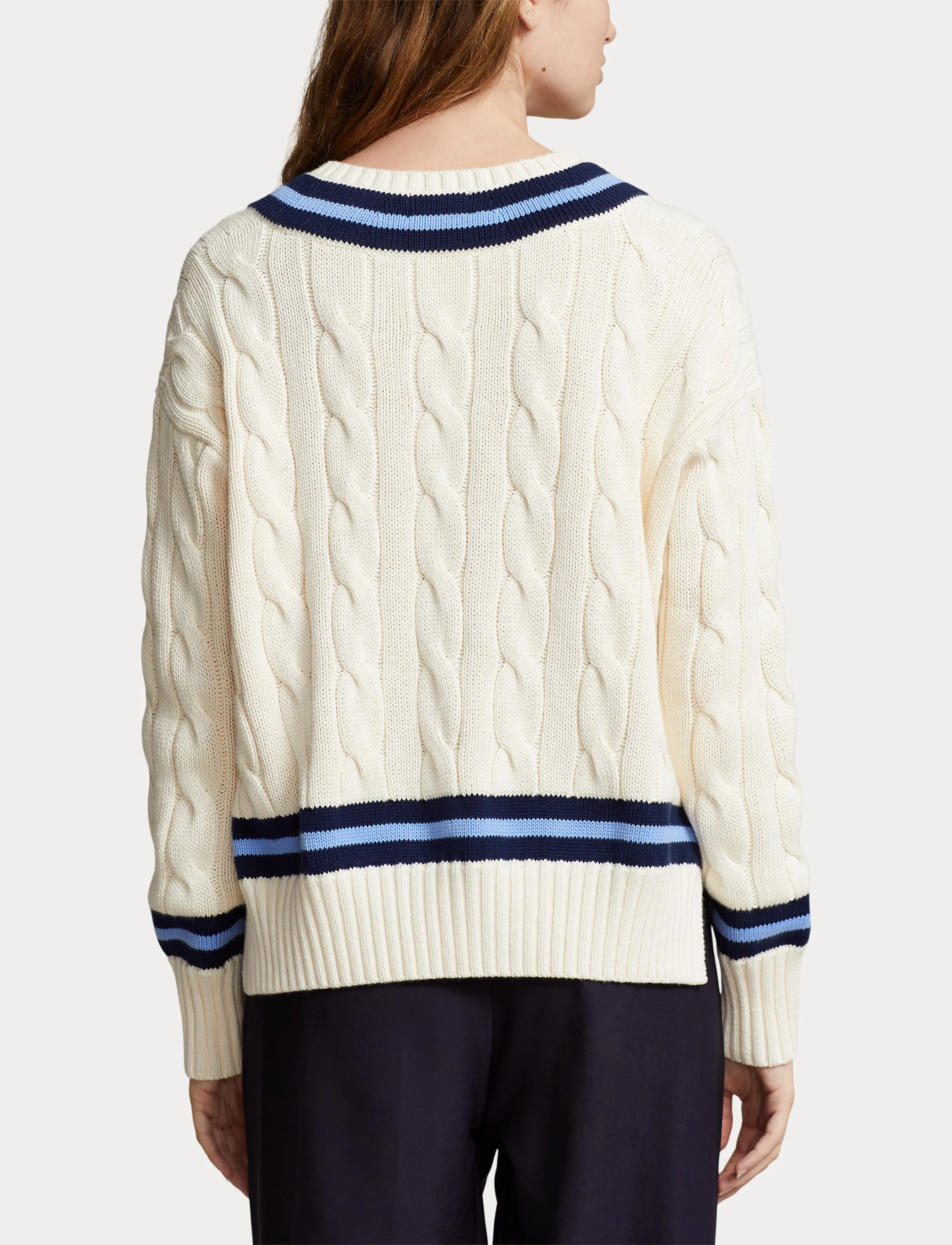 Polo Ralph Lauren The Iconic Cricket Sweater - Birthday - CREAM W/ NAVY STR / beige