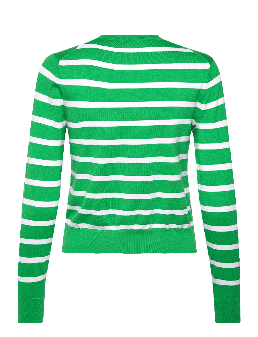 Polo Ralph Lauren - Striped Cotton-Blend Cardigan - tiller green/whit - 1